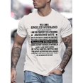 thumbnail image 1 of Spoiled Husband Print, Men's Niche Crew Neck Tees, Casual Comfy T-shirts For Men, Clothing Tops For Summer, 1 of 7