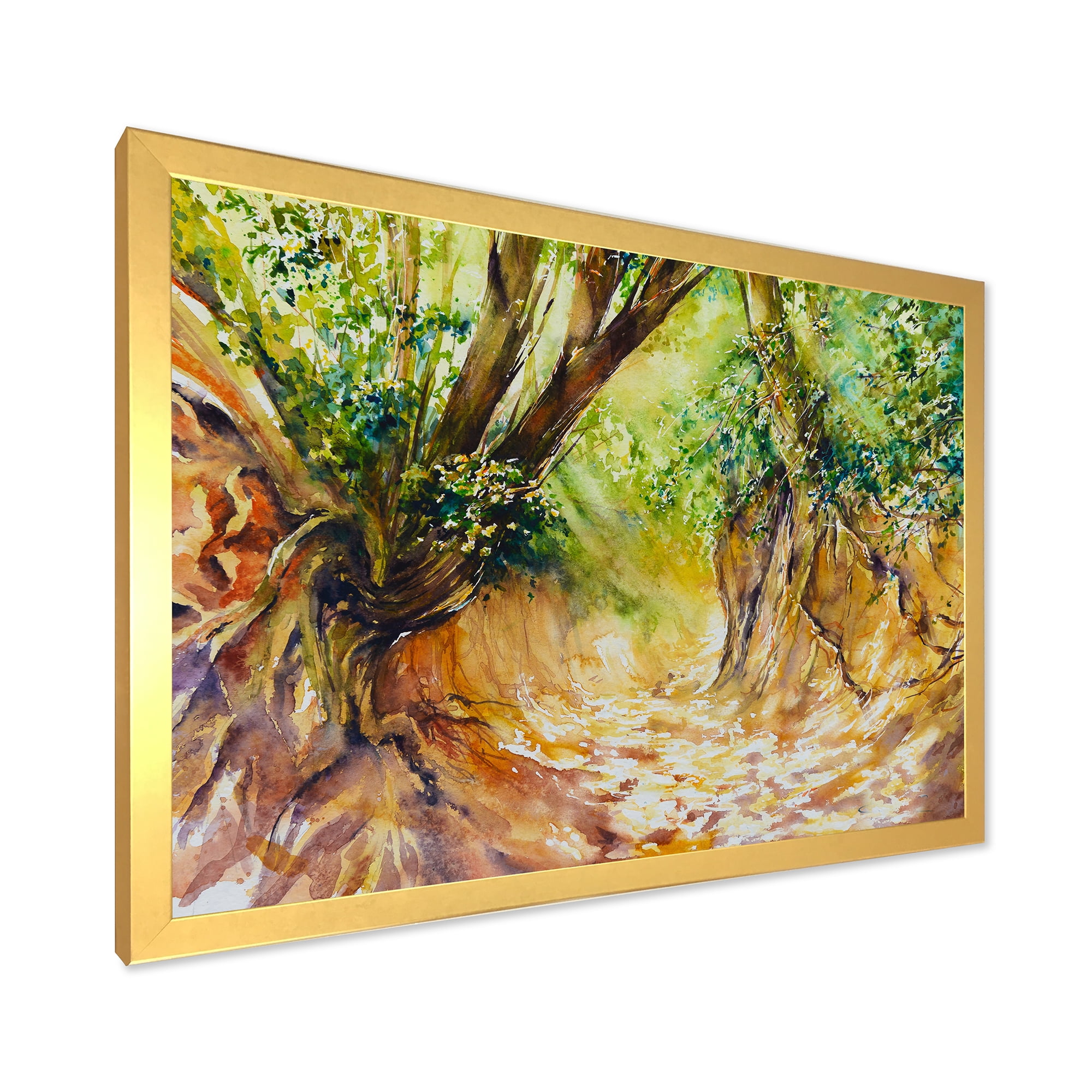 Designart 'Little Road in Deep Forest ' Traditional Framed Art Print