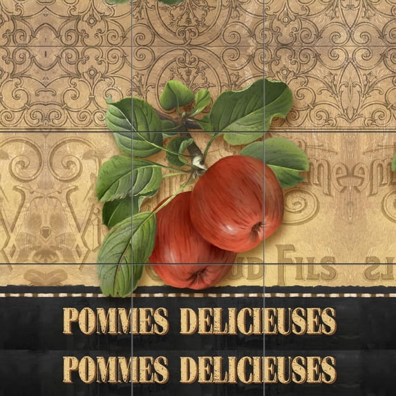 Tile Mural Kitchen Backsplash - AW-Delicious Apples - by Abby White