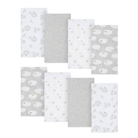 

Gerber Baby Boy or Girl Gender Neutral Flannel Burp Cloths 8-Pack
