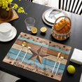 thumbnail image 3 of Western Texas Star Retro Placemats Set of 6, Country Farmhouse Light Blue Brown Wooden Placemats for Dining Table, Place Mats for Kitchen Tabletop, Waterproof Wipeable Dining Table Mats Set, 3 of 9