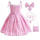 thumbnail image 4 of Conjunto de 8 vestidos para niñas, vestido de fiesta a cuadros, disfraz de princesa rosa para niñas de 3 a 10 años, para celebrar cumpleaños., 4 of 4