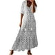 thumbnail image 2 of Puntoco Vestido De Manga Corta Con Cuello En V, Vestido Estampado De Manga Corta Con Cuello En V Para Mujer Gris M, 2 of 7