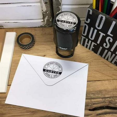 Personalized Round Self-Inking Rubber Stamp - The Carver