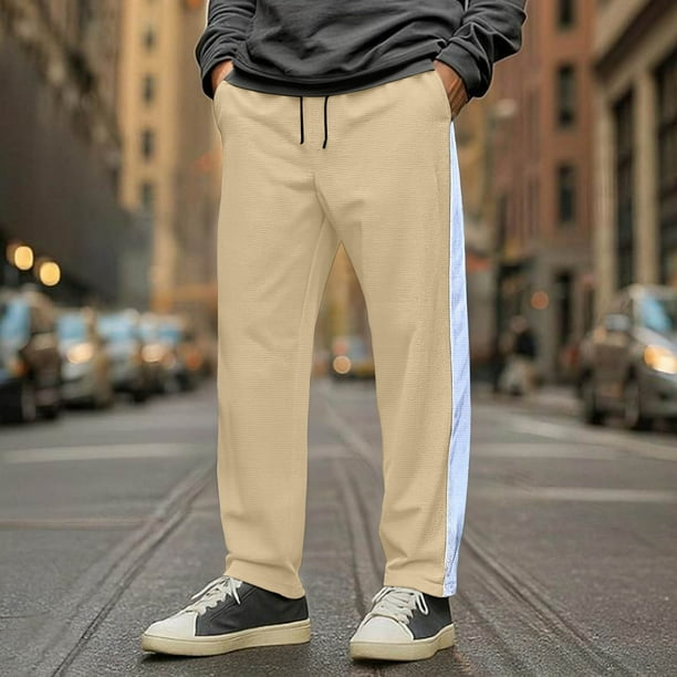 Ceisia Men's Trendy Solid Color Gift Elastic Drawstring Waist Casual Sport Trousers with Pockets