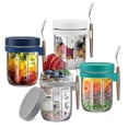 thumbnail image 1 of 4 Pack Overnight Oats Containers with Lids and Spoons, 12 Oz Glass Mason Overnight Oats Jars, Airtig, 1 of 5