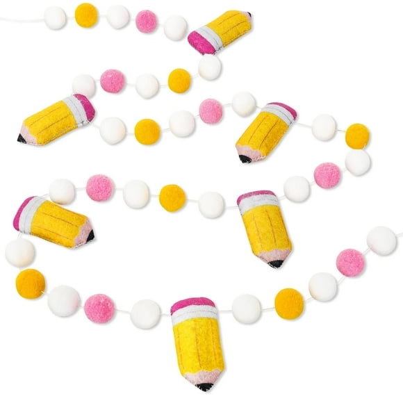 Guirnalda de lápices Banner Whaline Back to School con pompón de fieltro de 2,5 m