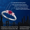 thumbnail image 2 of Gem Stone King 925 Sterling Silver Red Created Ruby and Pink Lab Grown Diamond Engagement Ring for Women | 1.10 Cttw | Round 5MM | Gemstone July Birthstone | Size 9, 2 of 6