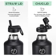 thumbnail image 3 of GEDUX 64oz Insulated Stainless Steel Water Bottle with 2 Leak Proof Lids(Spout Lid and Straw Lid) Wide Mouth Powder-Coated Water Bottle with Paracord Handle for Sports and Travel, 3 of 7