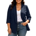 thumbnail image 3 of Nugftut Plus Size Blazers for Women 3/4 Sleeve Business Casual Blazer with Padded Shoulder Straps and Lining Work Office Suit, 3 of 8