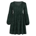 thumbnail image 6 of Womens Tunic Dress Long Sleeve V Neck Casual Loose Flowy Swing Shift Dresses Green Polka Dots XXL, 6 of 9