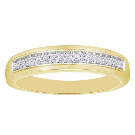 AFFY (0.16 cttw) Round Cut White Natural Diamond Wedding Men's Band Ring In 10k Yellow Gold Ring Size-4