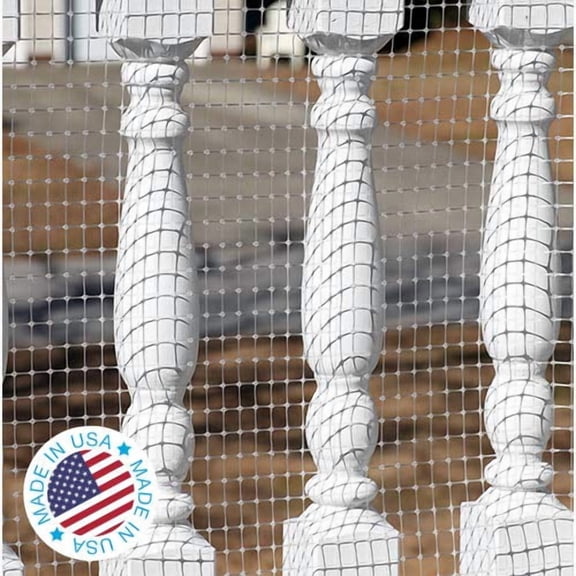 KidKusion 30 feet Deck Guard, Clear, Made in USA, Outdoor Safety Barrier Netting, Childproof Deck and Banister Railings