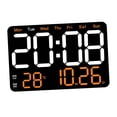 thumbnail image 2 of Reloj despertador digital de 10 niveles de brillo ajustable, configuración de alarma , reloj de mesa, reloj de pared para cabecera, dormitorio, , Naranja, 2 of 8