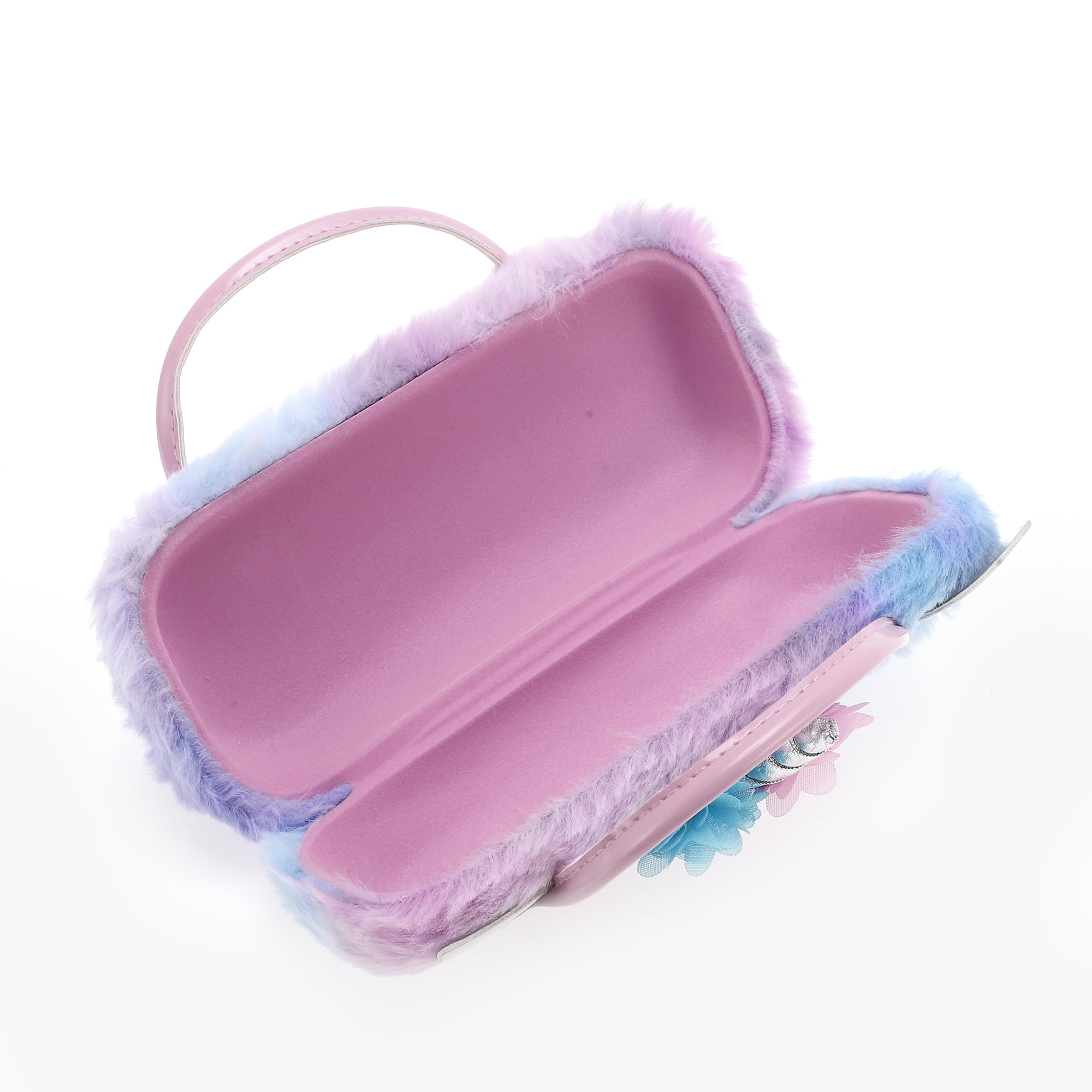 Unique Bargains Stylish Flower Cartoon Eyeglasses Case in Violet Color for Daily Use