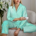 thumbnail image 6 of Salouo Cyan Mint Marble Pattern Women's Pajamas Set Long Sleeve Button Down Sleepwear Soft Pj Lounge Sets for women 2 Piece Pjs Set with Long Pants-X-Large, 6 of 7