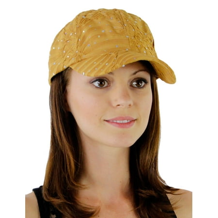 Greatlookz Glitzy Game Flower Sequin Trim Baseball Cap for Ladies in Many