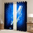 thumbnail image 2 of jejeloiu 3D Cartoon Lightning Curtains Pack of 2 (42x84 Each),Blue Honeycomb Hexagon Curtains Blackout For Boy Teens, 2 of 6