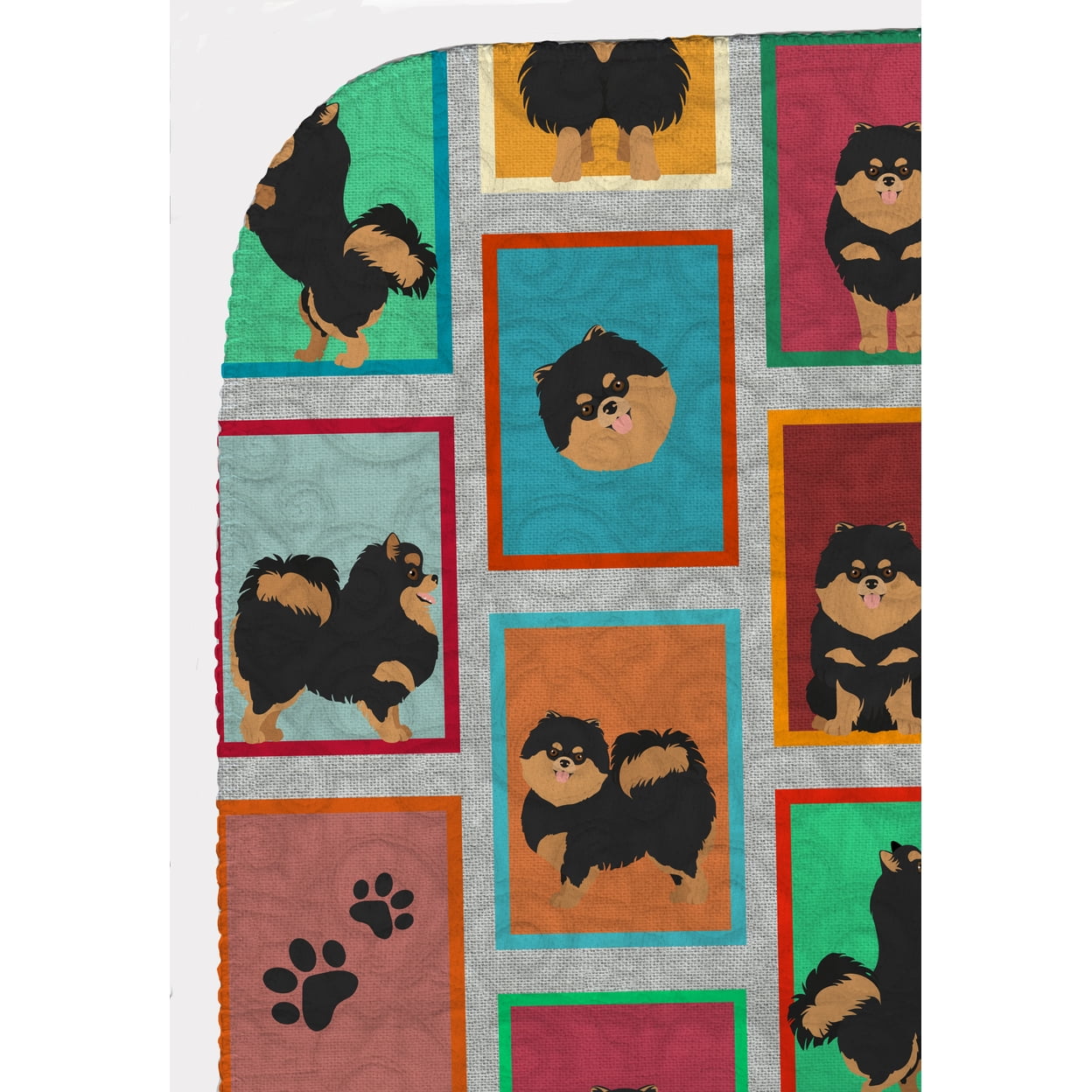 Lots of Black and Tan Pomeranian Quilted Blanket 50x60 50 in x 60 in