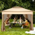 thumbnail image 5 of HOTEEL 11' x 11' Pop-Up Gazebo with 4 Mosquito Nets, Outdoor Canopy Tent with Double Roof Top and 121 Square Ft of Shade for Patio, Garden, Camping Shelter, Khaki, 5 of 13