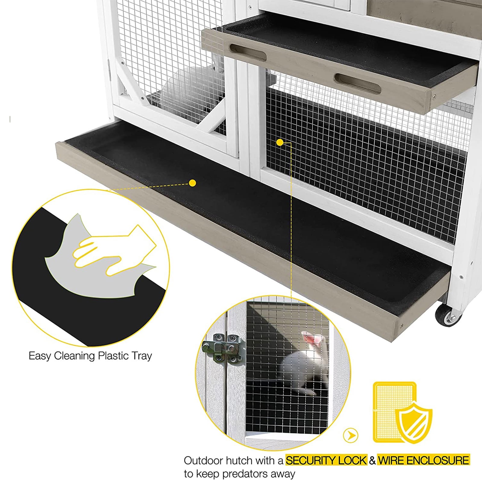 Aivituvin Outdoor Rabbit Hutch Indoor Bunny Cage-Mocca Without Wire Mesh