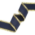 thumbnail image 3 of LaRibbons 1" Textured Grosgrain Ribbon | Gold Metallic Fringe Navy | 25 Yard Roll, 3 of 7