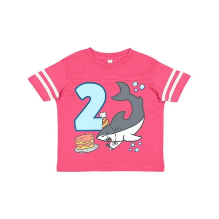 

Inktastic 2nd Birthday Shark with Cake Gift Toddler Boy or Toddler Girl T-Shirt