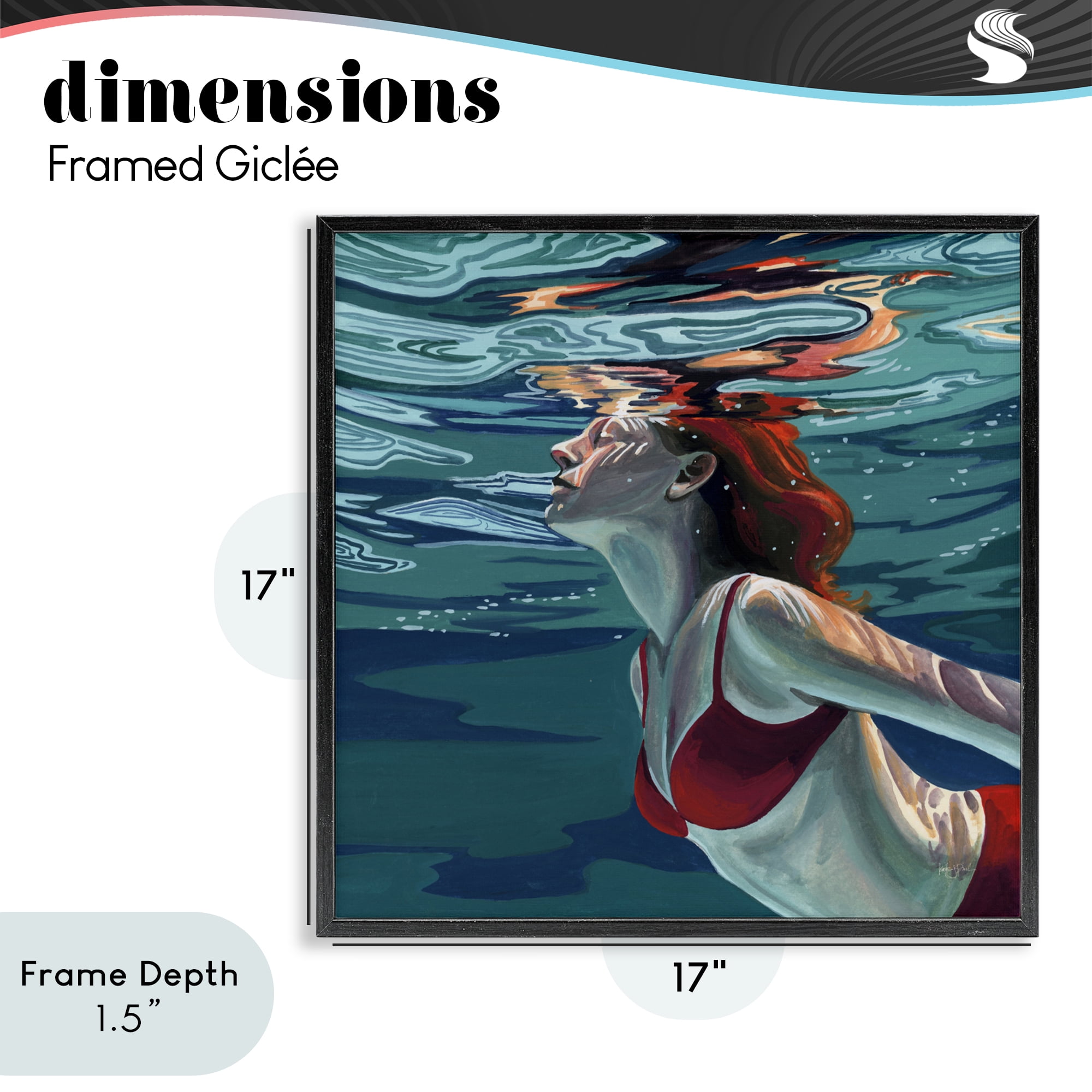 Stupell Industries Swimming To The Surface Black Framed Giclee Art, design by Kate Jarvik Birch
