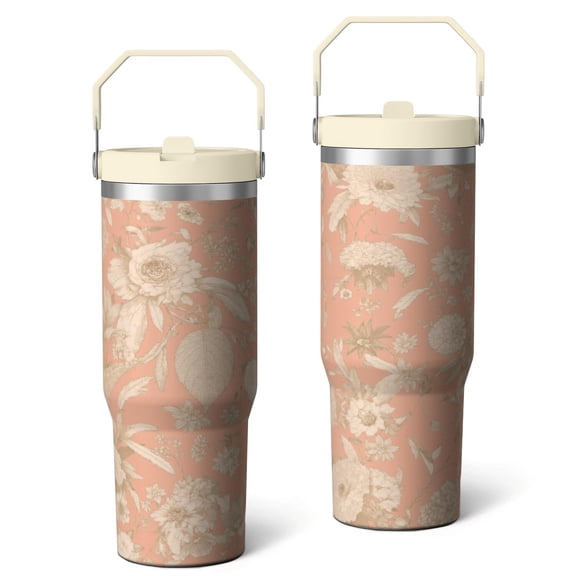 Paisley Design 30 Oz Tumbler with Flip Straw Insulated Water Bottle with Handle Stainless Steel Cup for Drinking Coffee Water Wine Ideal Gift for Husband Son Dad
