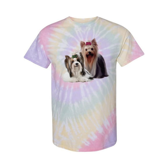 Yorkie Puppies Sitting Tie Dye Spiral Women -SPIdeals Designs, Female Medium