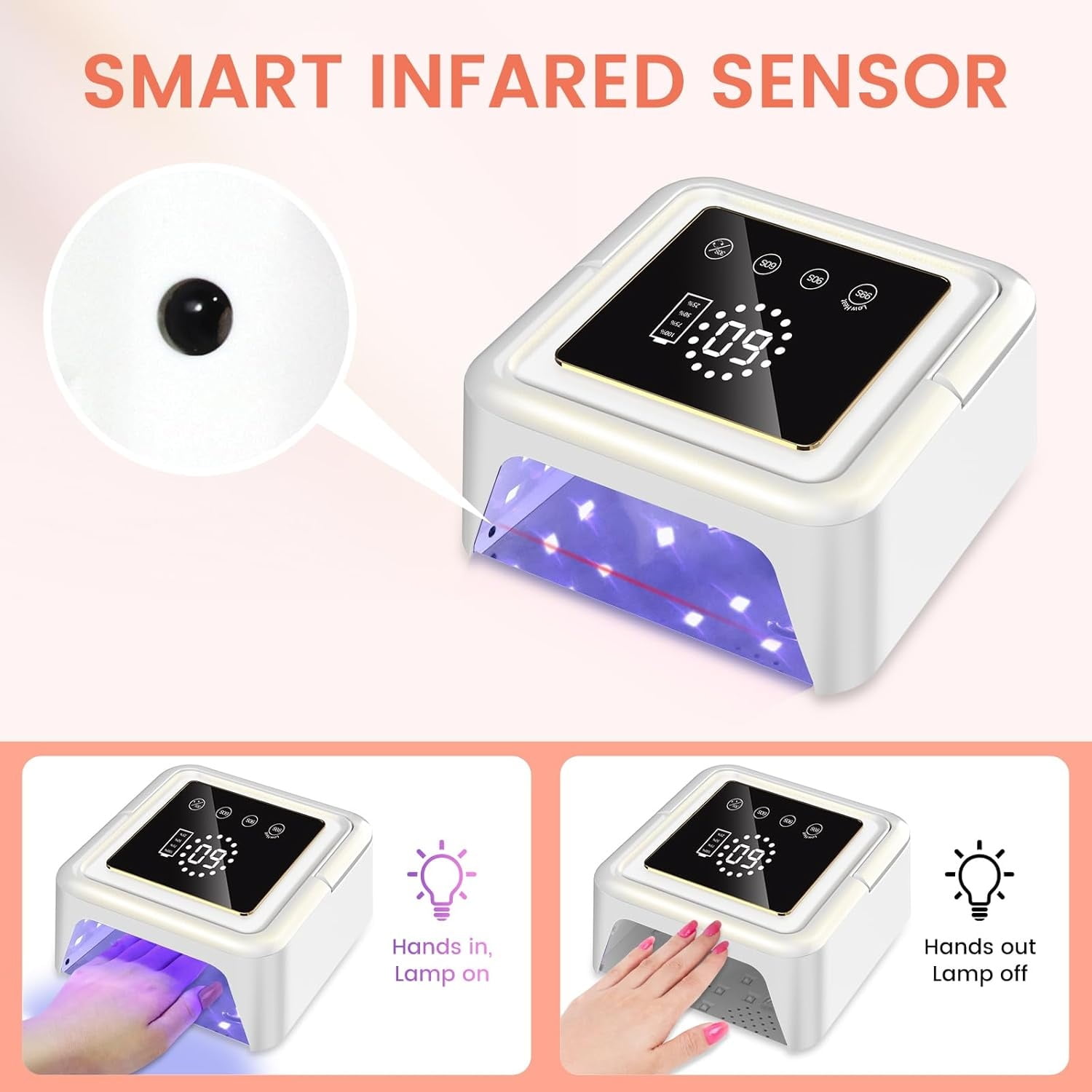 UV Nail Lamp 108W, UV Light for Gel Nail Polish, Cordless LED Nail Lamp with 36 Beads & Touch Display, Nail Light with 4 Timer Modes & Auto Sensor, Fast Curing Nail Dryer for Salon & Home