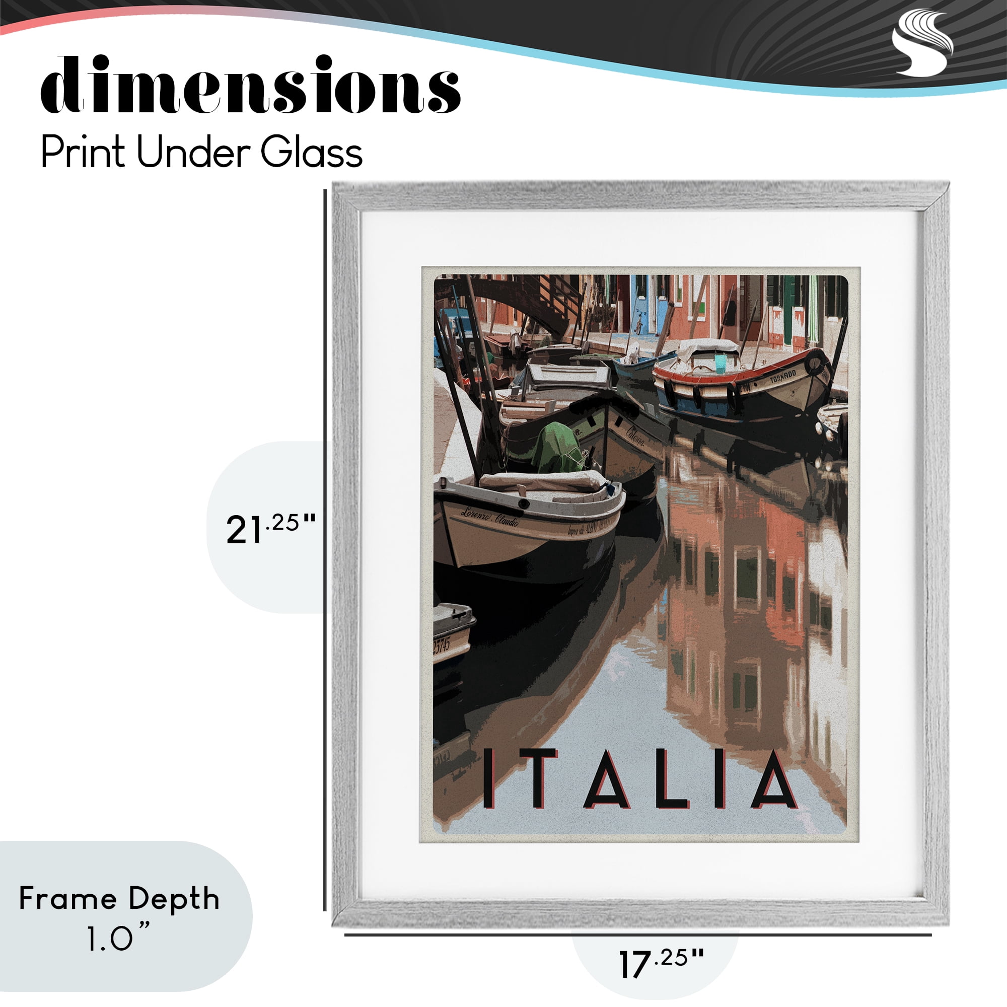 Stupell Industries Italia Canal Poster Gray Framed Print Under Glass, design by Shelley Lake