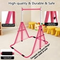 thumbnail image 5 of Pink Adjustable Gymnastics Bar for Kids | Folding Horizontal Junior Training Bars Indoor Outdoor, 5 of 8