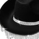 thumbnail image 4 of Sombrero de Vaquero con Borlas Jinwen Sombrero de Sol Ala Grande Negro, 4 of 8
