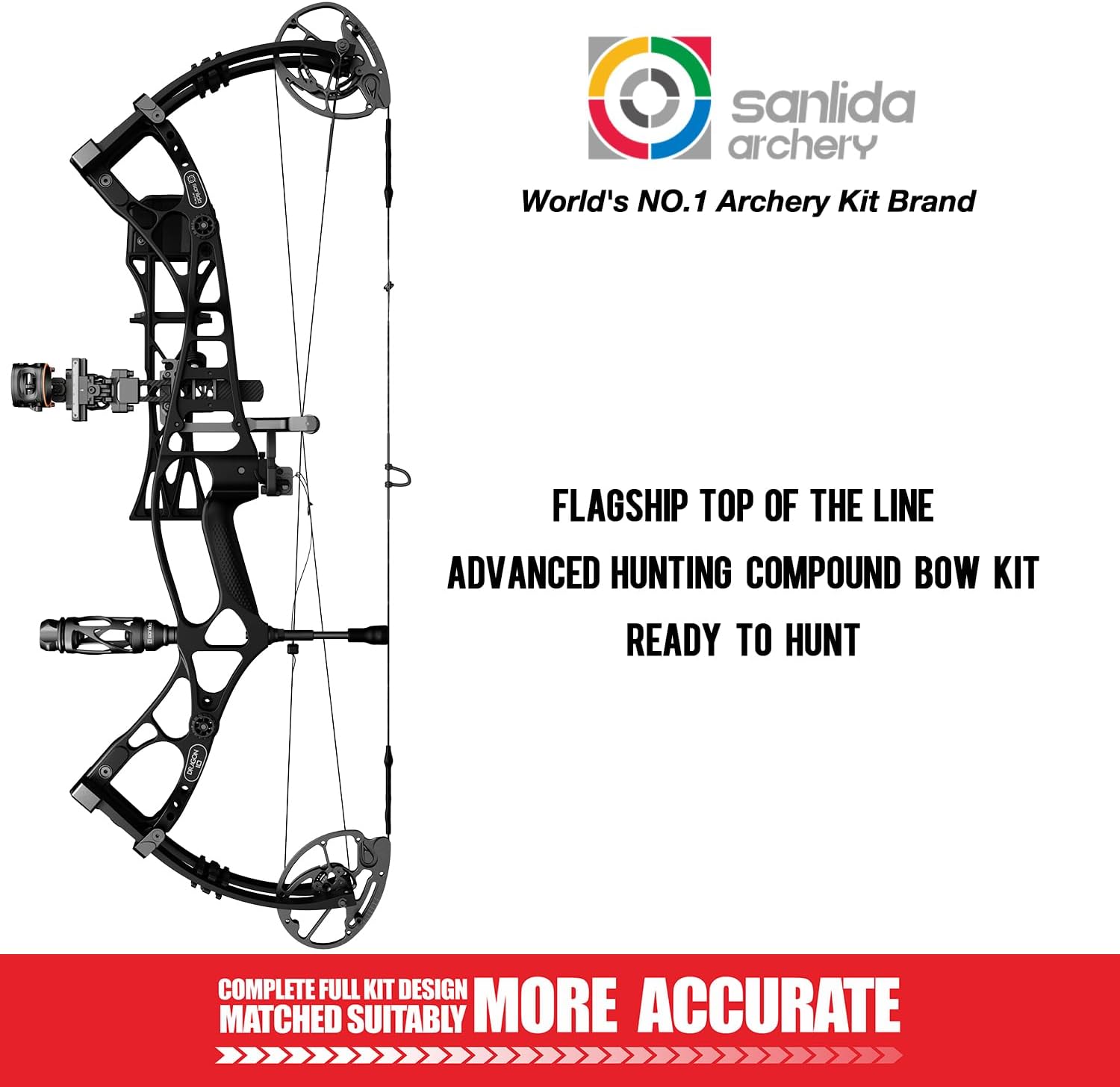 Sanlida Dragon 10 Flagship Top of The Line Hunting Compound Bow Kit for Adults, Standard Hunting Bow for Adults and Advanced Archers, IBO Speed 340 FPS