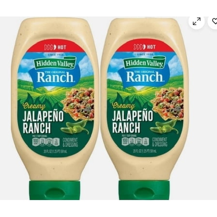Creamy Jalapeño Ranch Condiment and Dressing, 2 Bottles, 20 Oz Each