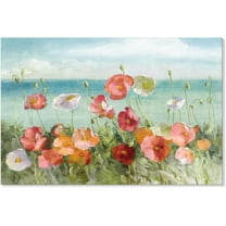 7WallArts - Poppies Wall Art Canvas Watercolor Flower Painting Print Modern Abstract Framed Wall Art for Living Room Bedroom Kitchen 48x32Inch