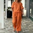 thumbnail image 2 of MLCDZ 2 Piece Sets For Women Summer Casual Crew Neck Short Sleeve Top and Loose Fit Wide Leg Drawstring Pants with Pockets Daiy Wear Vacation Outfits, 2 of 6