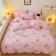 thumbnail image 4 of Sanrio red rosa My melody anime dibujos animados algodón sábana para niños juego de tres piezas colcha con forma de corazón para niña conjunto de cuatro piezas, 4 of 5