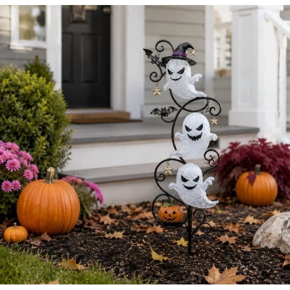 HOARBOEG 1Pcs Halloween Decorations, Solar Halloween Little Ghost Garden Stake Light,Halloween Solar Powered Ghost Outdoor Garden Stake Decoration, 17.7 In