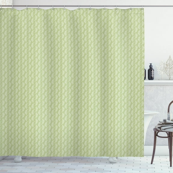 Ambesonne Muted Colors Shower Curtain, Monotone Forest Twigs, 69"Wx70"L, Pistachio Green White