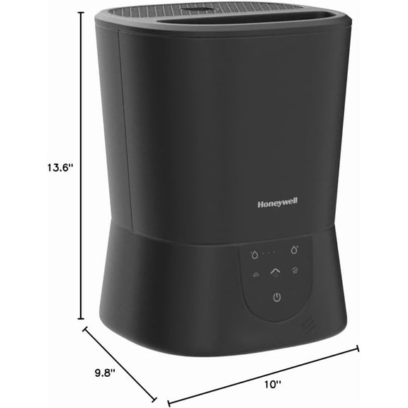Easy-to-Care Filter Free Warm Mist Humidifier, Medium Rooms, 1.5 Gallon Tank – Humidistat for Bedroom, Home or Office Black