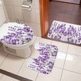 thumbnail image 4 of Purple Lavender Bath Mat 3 Piece Bathroom Rug Set, Farmhouse Pastoral Botanical Floral Non Slip Bath Rug Contour Mat and Toilet Lid Cover, Absorbent Shower Mats Soft Bath Rugs and Mats Sets, 4 of 8