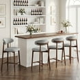 thumbnail image 2 of Mid Century Modern Kitchen Bar Stools Set of 2, Counter Height Stools with Curved Back and Wooden Frame,Upholstered Seat Lightgrey, 2 of 10
