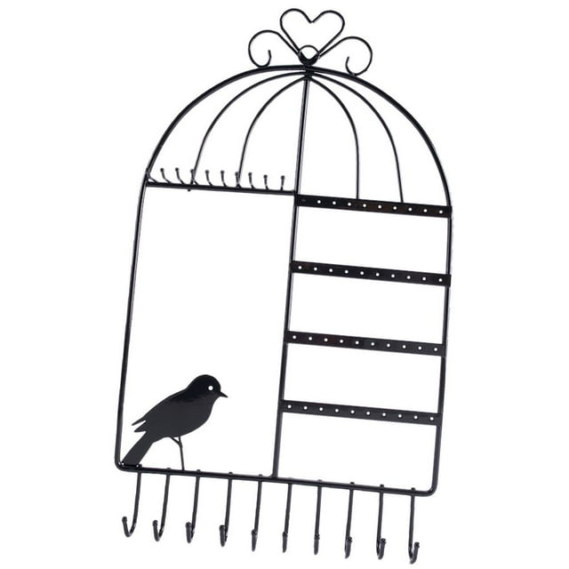 Soporte de Joyería Hugo Jaula de Pájaros Negro