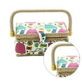 thumbnail image 3 of Small Sewing Basket Printed Design Sewing Tools Storage Box with Built-in Pin Cushion Interior Pocket, 3 of 5