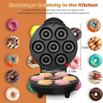 7-Cavity Mini Donut Maker - Non-Stick Coating, Indicator Light | Portable Electric Press for Home/Kids Breakfast/Parties, 120V US Plug