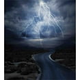 thumbnail image 3 of Nature Duvet Cover Set, Thunderstorm over Road Vibrant Strong Beam Before the Sky Blows Weather Image, Decorative 3 Piece Bedding Set with 2 Pillow Shams, King Size, Dark Blue Grey, by Ambesonne, 3 of 3