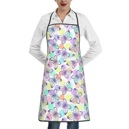 

Lukts Butterflies on Polka Dots Pattern Kitchen Apron Waterdrop Resistant Apron with adjustable Aprons for Women and Men with Pockets Cooking Apron