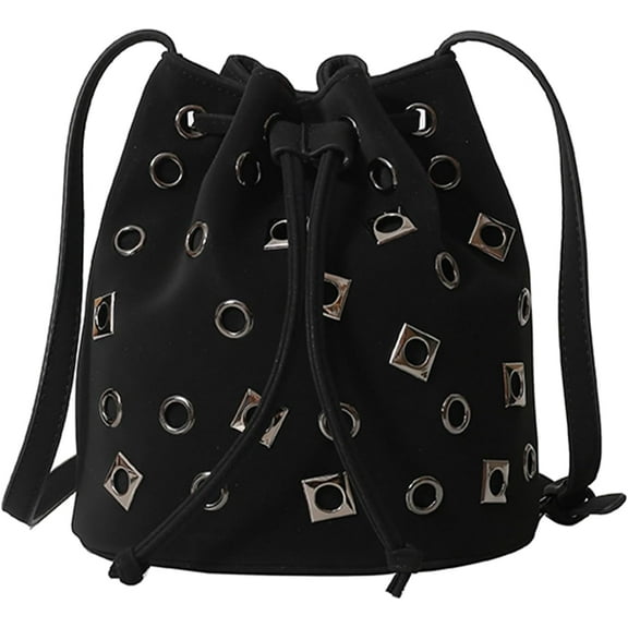 Bucket Bags for Women, Studded Purse Mini Leather Hobo Bag Y2K Trendy Studded Crossbody Bucket Handbags